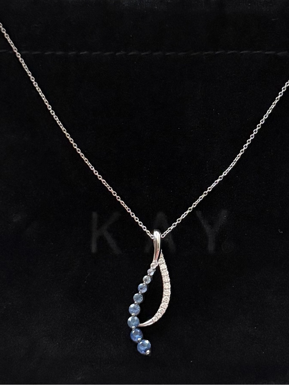 Le Vian Natural Sapphire Denim Ombre Necklace 1/6 ct tw Diamonds 14K Vanilla